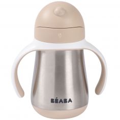 Tasse d'apprentissage avec paille en Inox Argile (250 ml) - Béaba