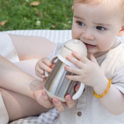 Tasse d'apprentissage avec paille en Inox Argile (250 ml)