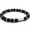 Bracelet homme en perles agate noire (personnalisable) - Petits trésors