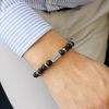 Bracelet homme en perles agate noire (personnalisable)  par Petits trésors