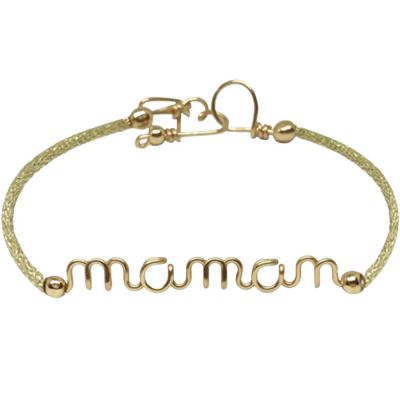 bracelet cordon paillette maman goldfilled jaune (personnalisable)
