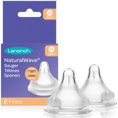 Lot de 2 tétines Natural Wave® spécial allaitement débit très lent - Lansinoh