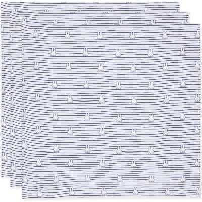 Lot de 3 langes en coton Miffy Stripe Navy (70 x 70 cm)  par Jollein