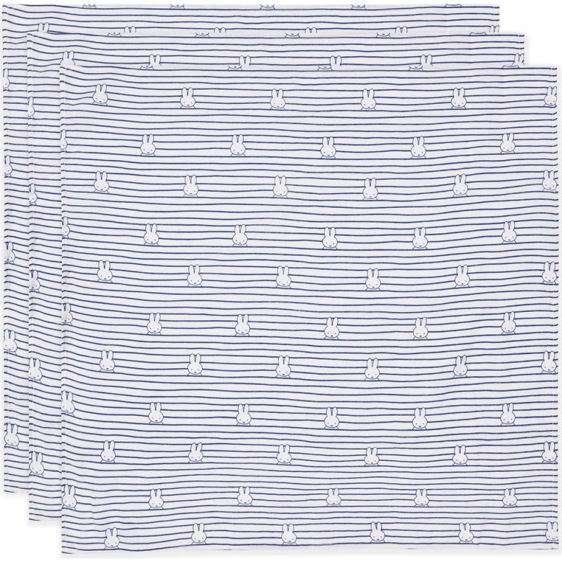 Lot de 3 langes en coton Miffy Stripe Navy (70 x 70 cm) Jollein