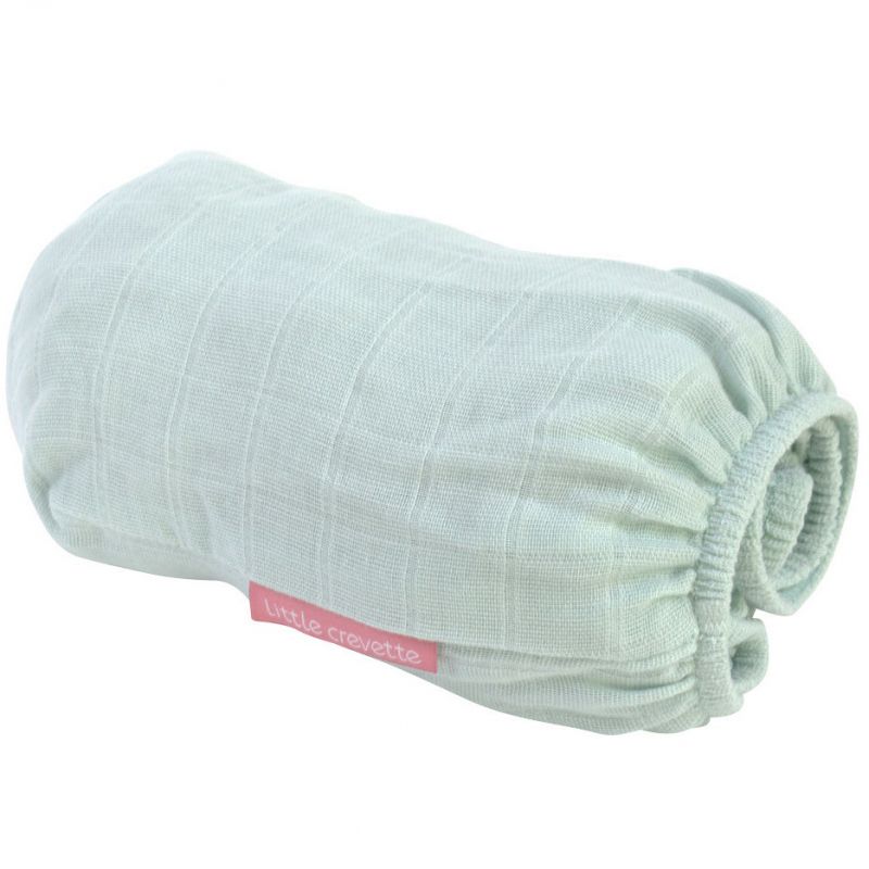 Drap housse en coton bio mint (60 x 120 cm) Little Crevette