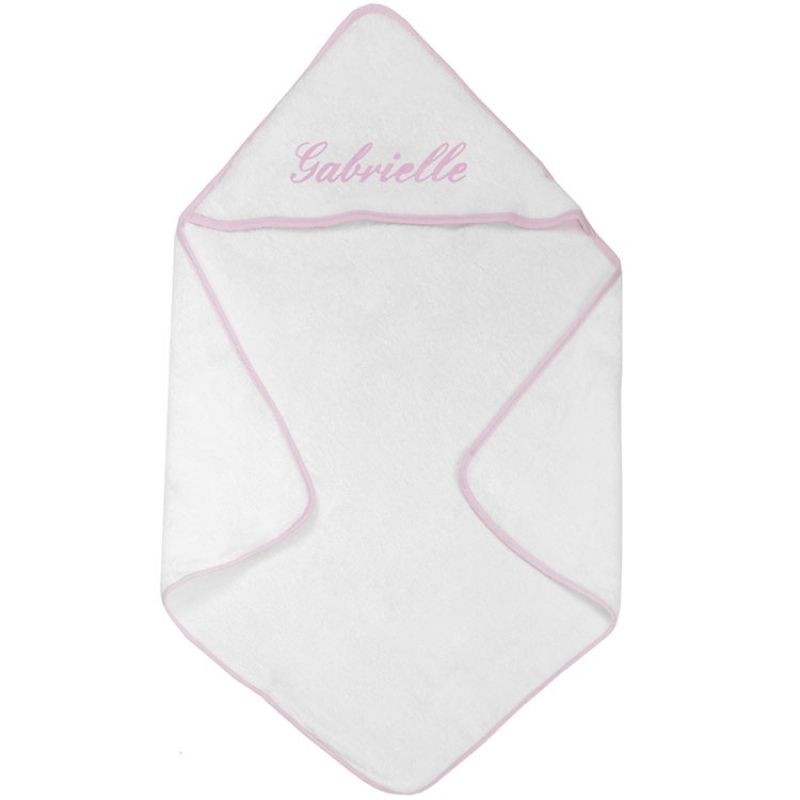 Cape de bain biais rose personnalisable (80 x 80 cm) ANVIE