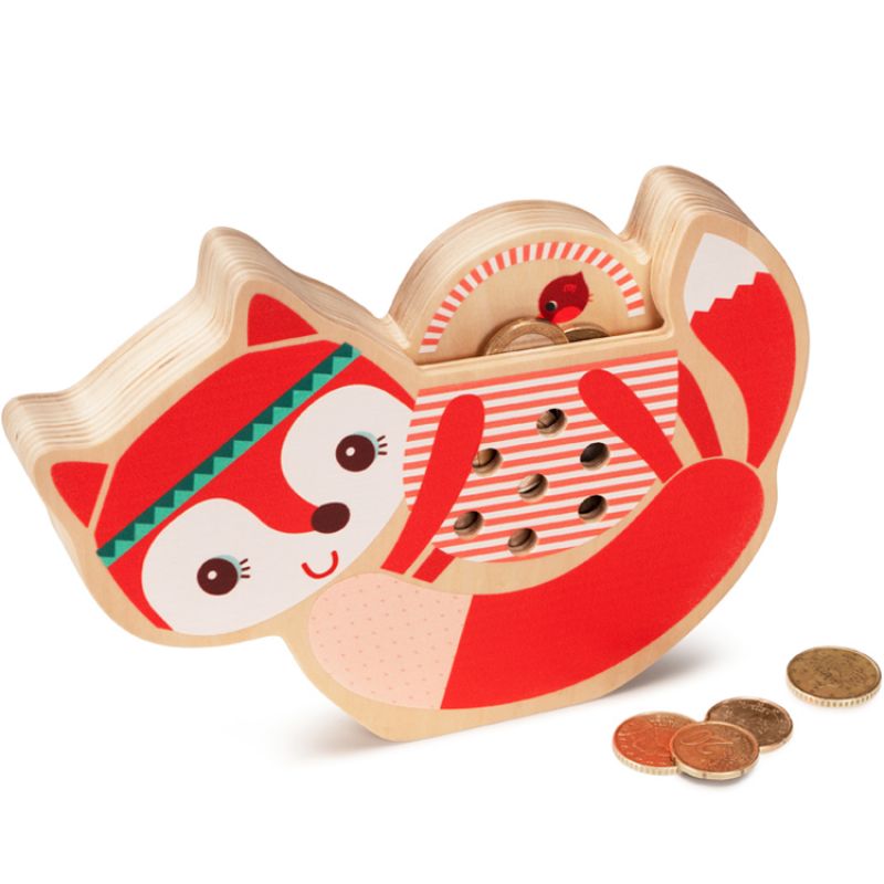 Tirelire en bois  Alice le renard Lilliputiens