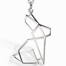 Collier chaîne 40 cm pendentif Origami lapin 20 mm (argent 925°)  par Coquine