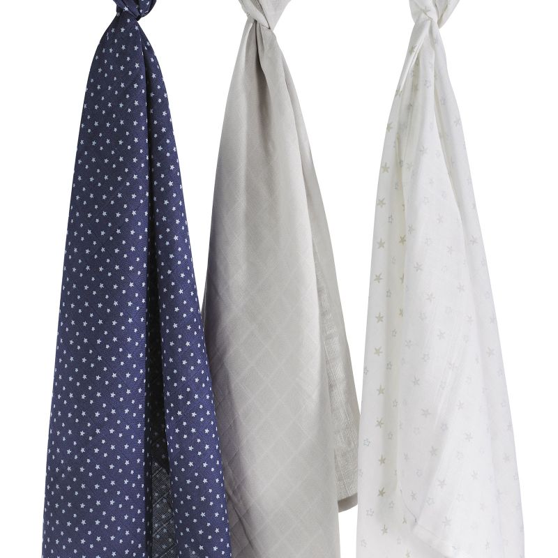 Lot de 3 langes en coton bio Merlin (70 x 70 cm) Sauthon
