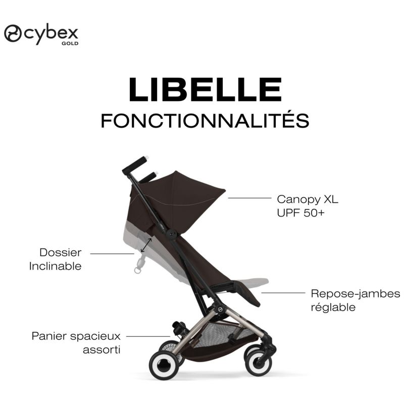 Poussette Ultra Compacte Libelle 2026 châssis Taupe Chocolate Brown Cybex Produit 3