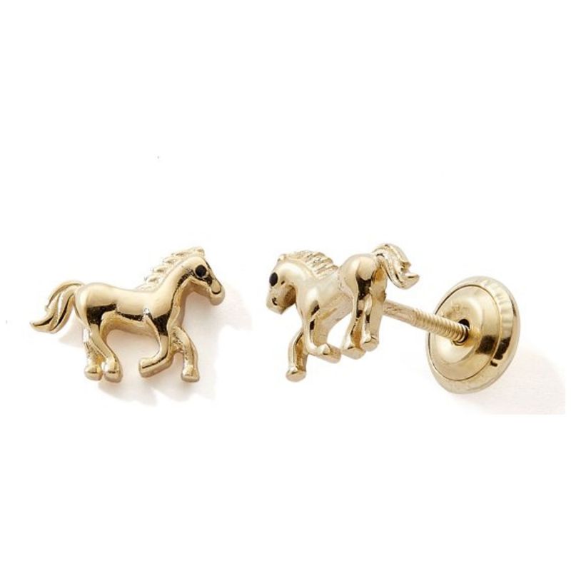 Boucles d'oreilles à vis Cheval (or jaune 375°) Baby bijoux Produit 1