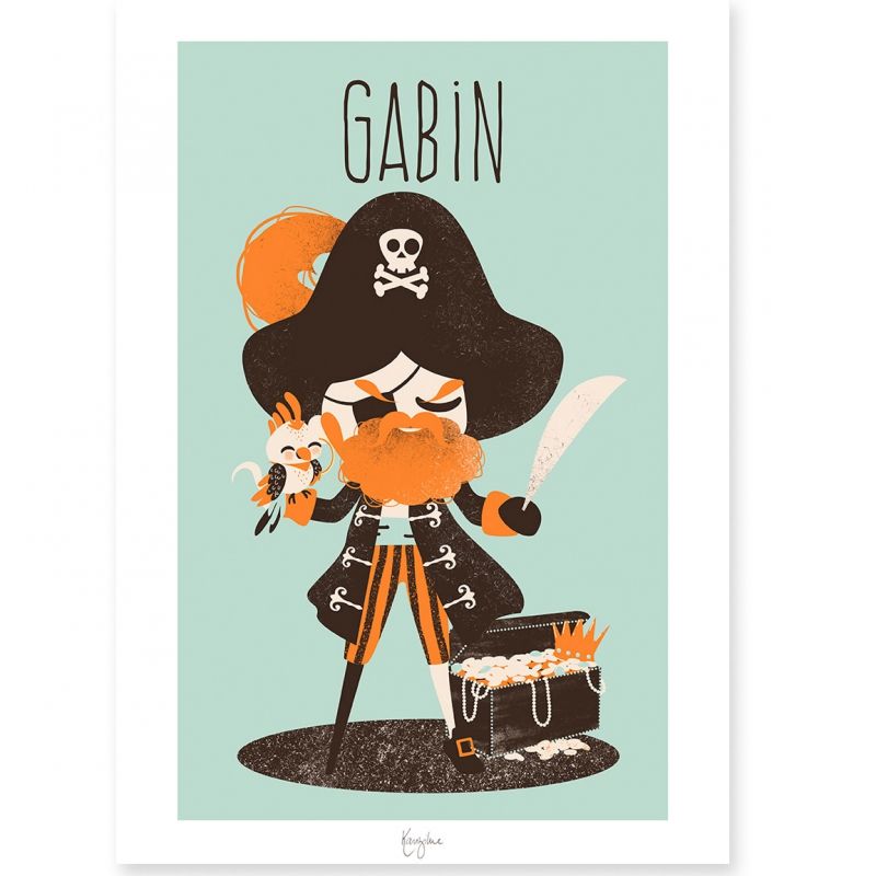Affiche A4 Les Pirates le capitaine (personnalisable) Kanzilue