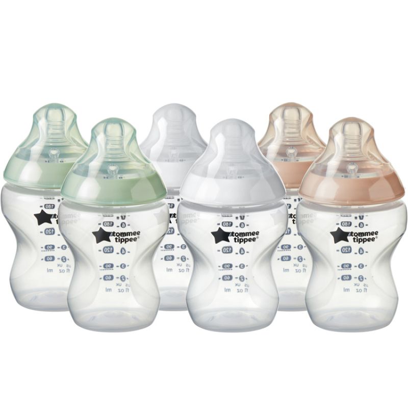 Lot de 6 biberons Closer to Nature pastel (260 ml) Tommee Tippee