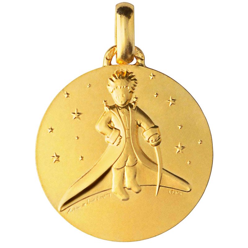 Médaille Le Petit Prince dans les Etoiles 18 mm (or jaune 750°) Monnaie de Paris