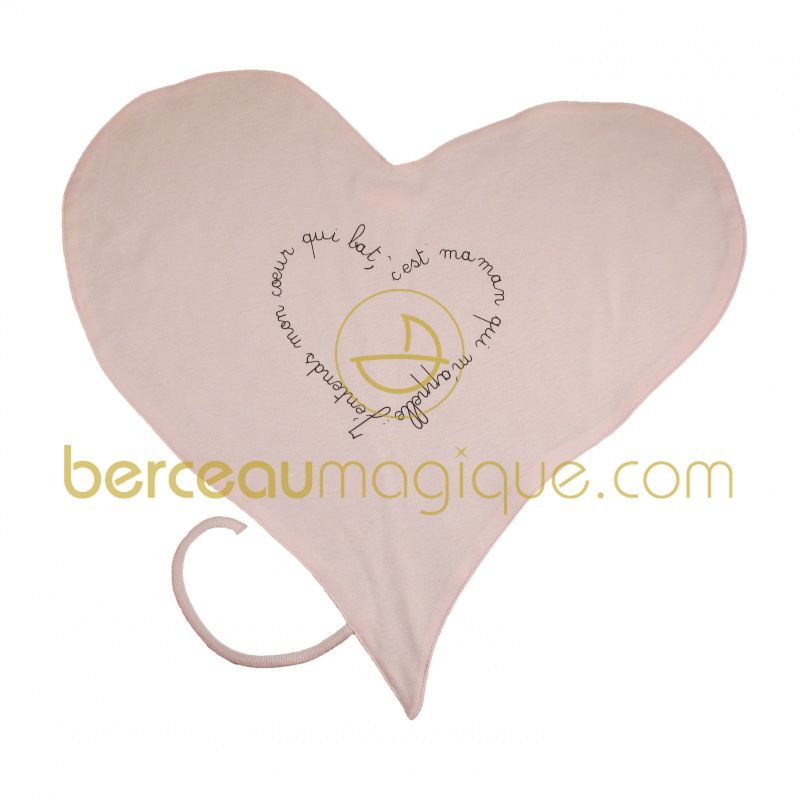 Doudou Coeur plat rose 