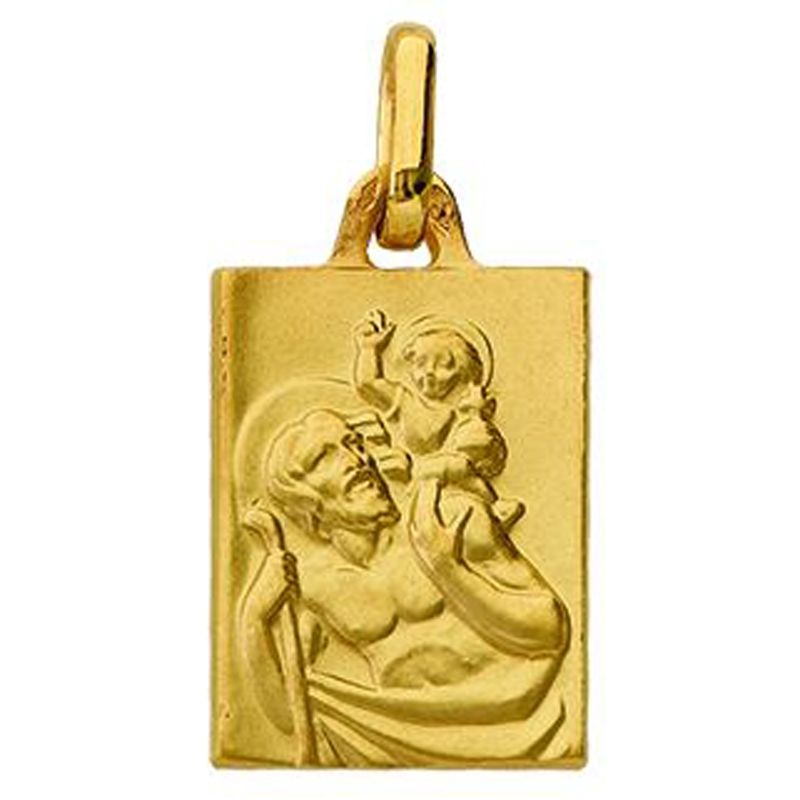 Médaille Saint Christophe rectangulaire (or jaune 375°) Berceau magique bijoux