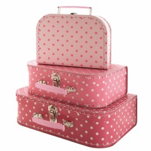 Set de 3 valises carton rose à pois  par Petit Jour Paris