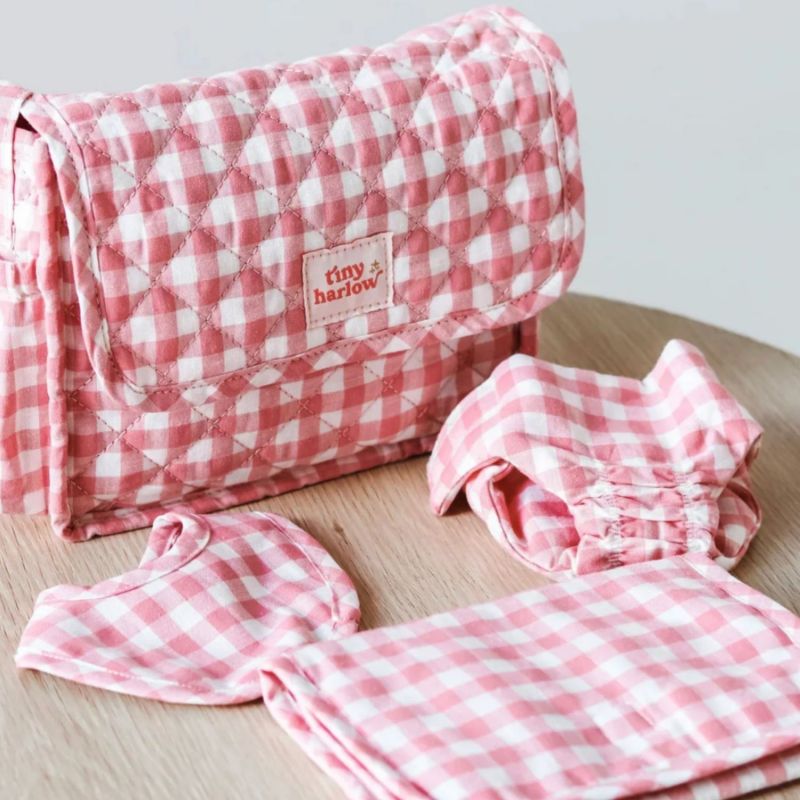 Sac à langer pour poupée avec accessoires Vichy Tiny Harlow Ambiance 4
