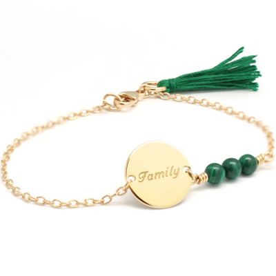 Bracelet femme Bahia vert plaqué or (personnalisable) Petits trésors