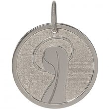 Médaille Marie personnalisable 17 mm (or blanc 750°)  par Je t'Ador