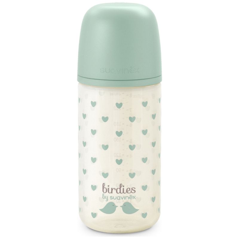 Biberon en verre tétine SXPro S Birdies Vert (240Ml) Suavinex Produit 1