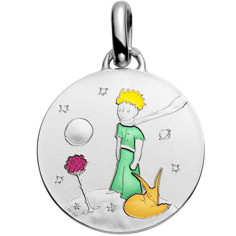 Médaille Le Petit Prince sur sa planète colorisée (argent 950°) Monnaie de Paris