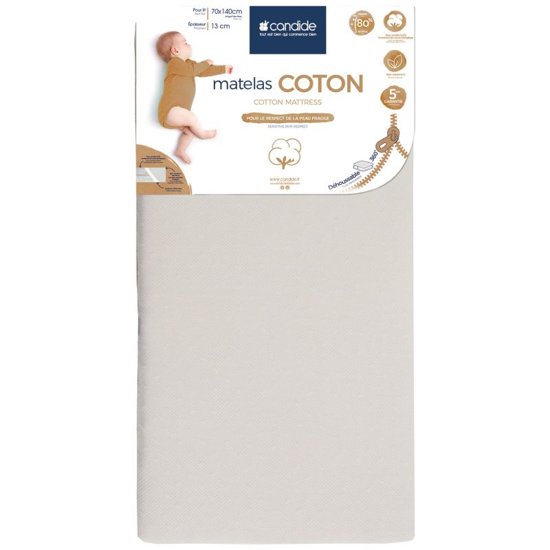 Matelas bébé coton bio déhoussable 360° (70x140 cm) Candide Produit 1