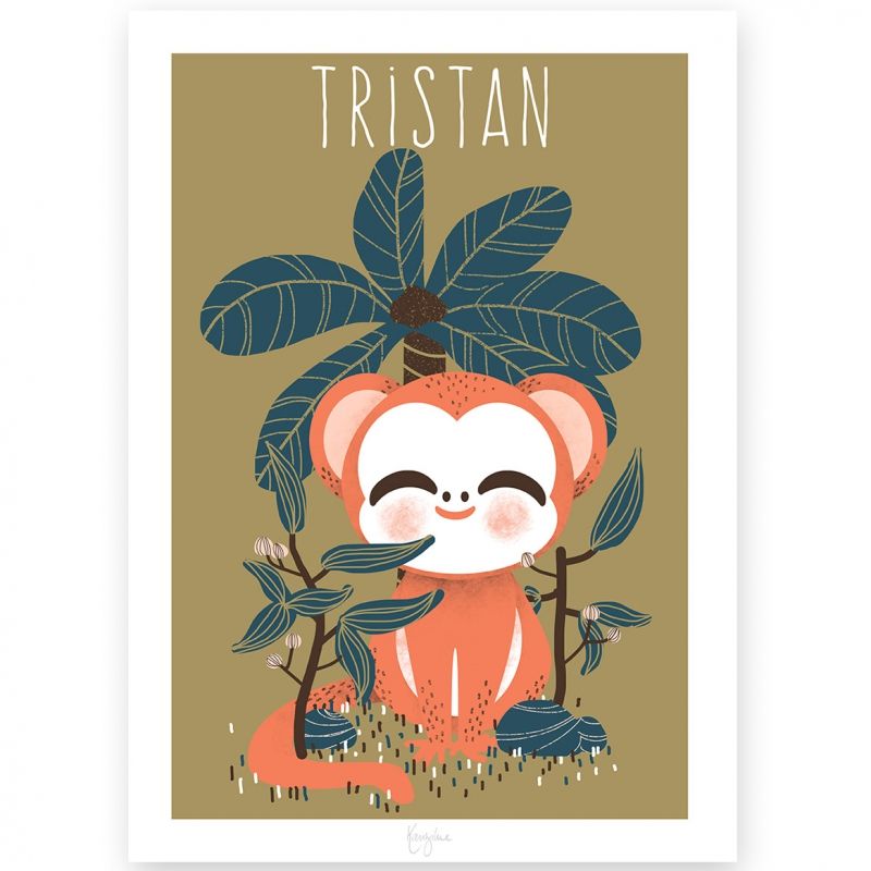 Affiche A3 Les Animignons le singe (personnalisable) Kanzilue