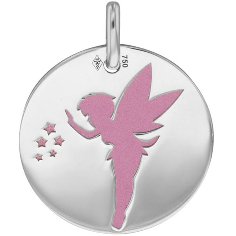 Médaille Fée personnalisable (acier rose et or blanc 375°) Lucas Lucor