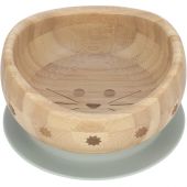 Bol ventouse en bois de bambou Little Chums chat