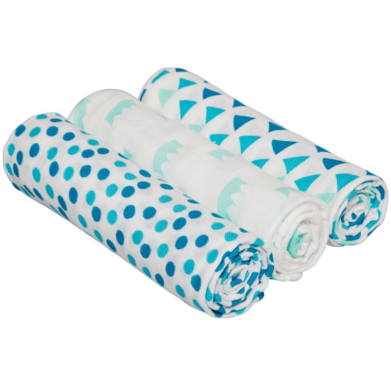 Lot de 3 langes en mousseline Little King & Queen bleus (85 x 85 cm) Lässig