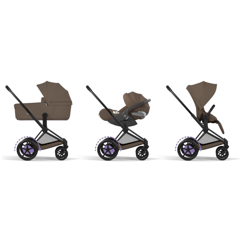 Duo e-PRIAM 2026 Poussette électrique tout-terrain avec nacelle pliable Matt Black Coconut Brown Cybex Produit 3