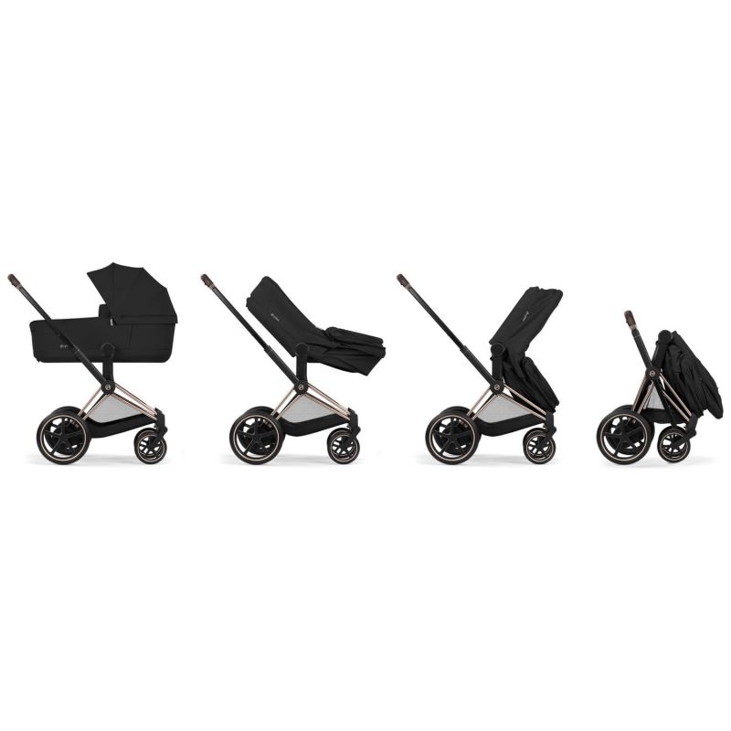 Duo e-PRIAM 2026 Poussette électrique tout-terrain avec nacelle pliable Matt Black Coconut Brown Cybex Produit 4