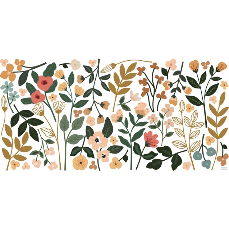 Planche de stickers XL Large Colorful Flowers (130 x 34 cm) Lilipinso