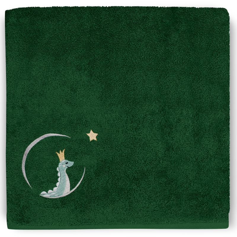 Serviette de bain dino vert forêt (50 x 100 cm) L'oiseau bateau