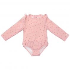 Maillot de bain manches longues 1 pièce à volants Sunny Flowers Blush (1-2 ans) - Little Dutch