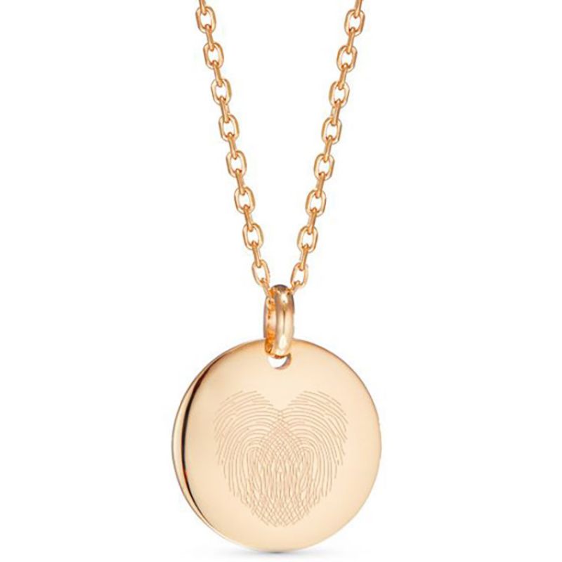 Collier petit disque Empreinte personnalisable (plaqué or) Merci Maman