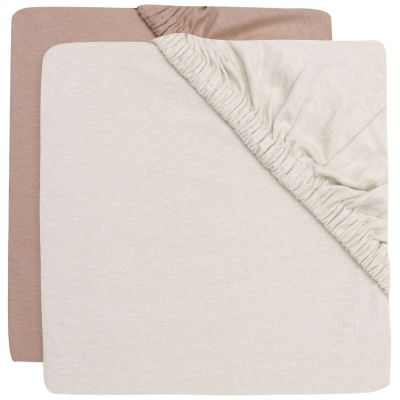 Lot de 2 draps housses en jersey Light Terra-Oatmeal (70 x 140 cm)