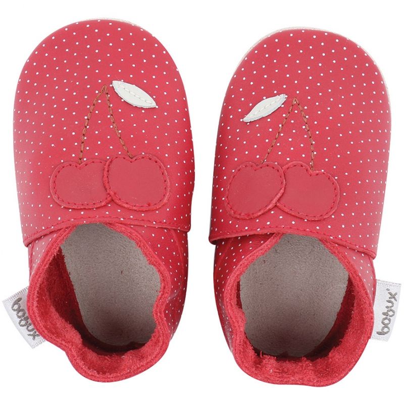 Chaussons bébé en cuir Soft soles Cerise rouges (15-21 mois) Bobux