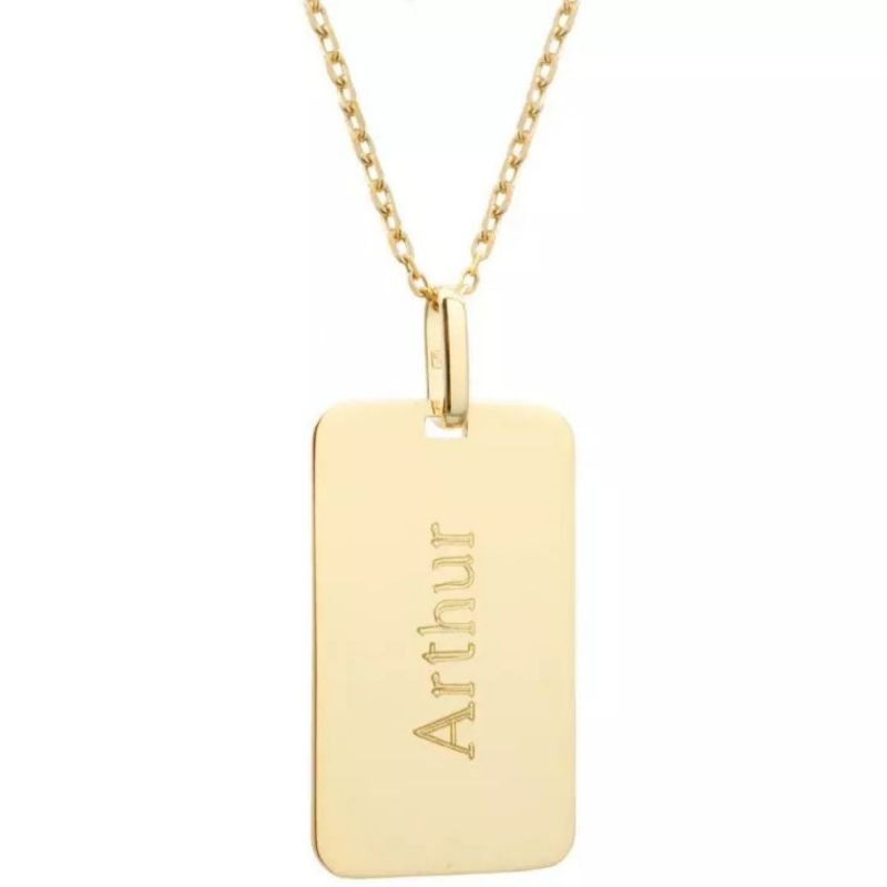 Collier chaîne Grande plaque personnalisable (plaqué or) Petits trésors Produit 1
