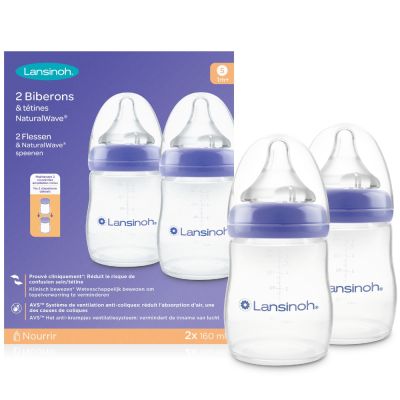 Lot de 2 biberons et tétines Natural Wave® spécial allaitement (160 ml) - Reconditionné