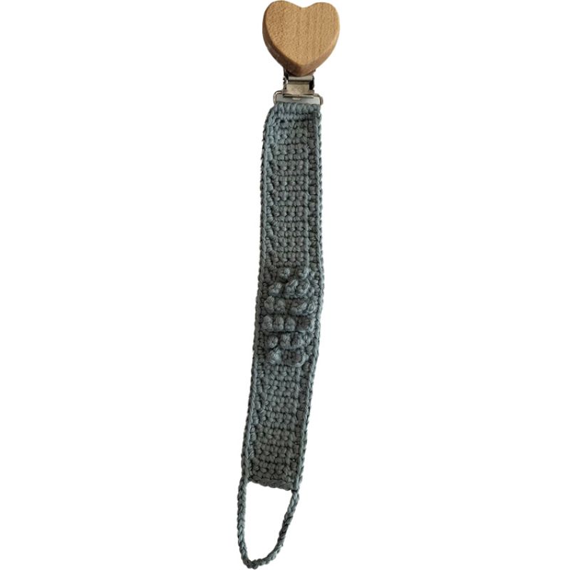 Attache sucette en crochet bleu acier Patti Oslo