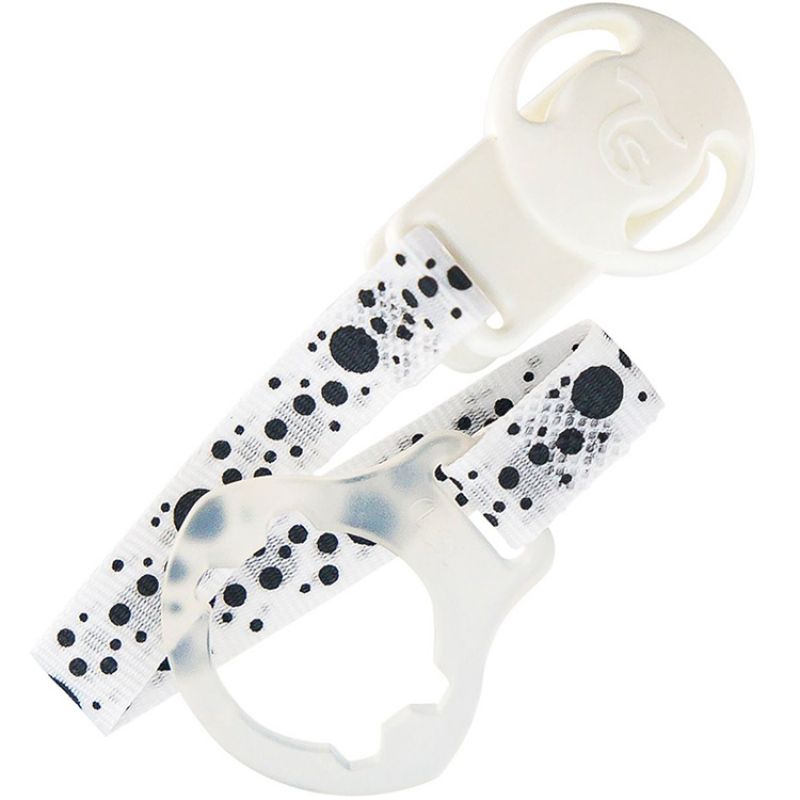 Attache-sucette blanche et noire Twistshake
