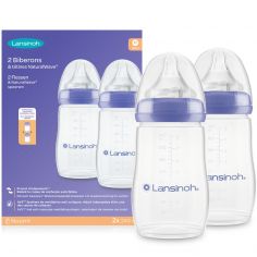 Lot de 2 biberons et tétines Natural Wave® spécial allaitement (240 ml) - Lansinoh
