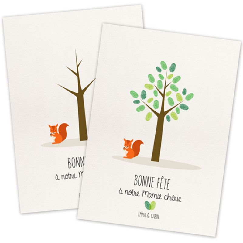 Kit mini arbre à empreintes écureuil personnalisable (A4) La Poupette à paillettes