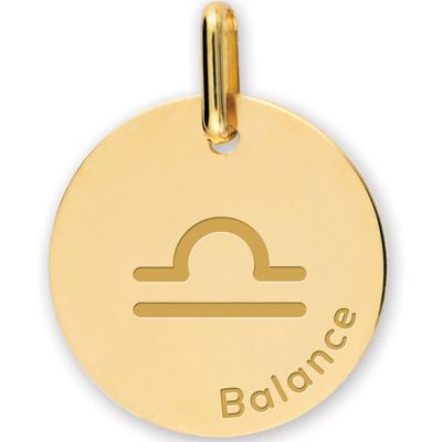 Médaille zodiaque Balance personnalisable (or jaune 375°)  par Lucas Lucor