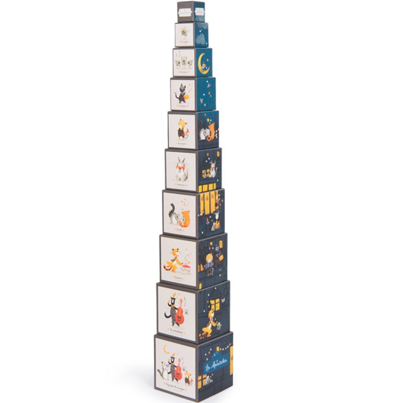 Cubes empilables Les Moustaches (10 cubes) Moulin Roty