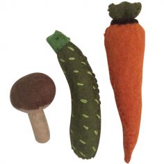Lot de 3 légumes en feutrine (carotte, courgette, champignon)