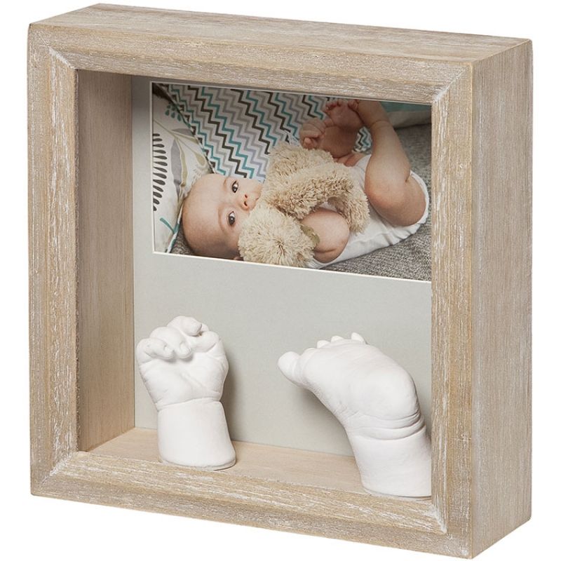 Cadre photo empreinte 3D My Baby Sculpture Bois cérusé Baby Art