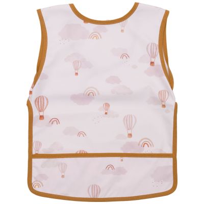 Bavoir intégral en tissu imperméable souple montgolfières crème et camel
